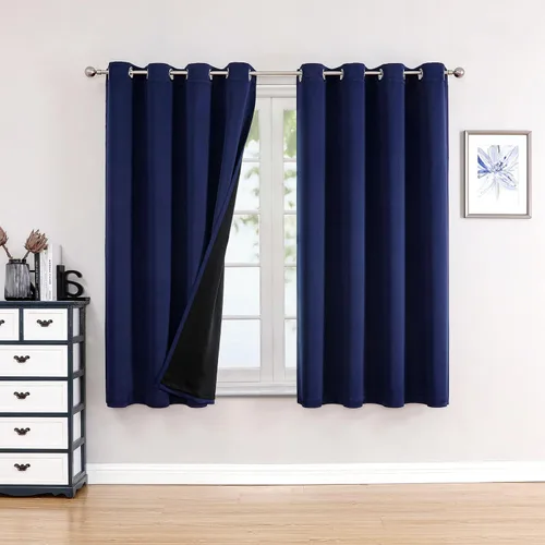 Miniatura 73 de ChrisDowa - Cortinas 100% opacas, para dormitorio, con forro negro, 2 capas gruesas, aislamiento térmico y ojales, 63 pulgadas de largo, juego de 2