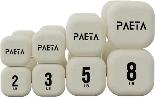 Miniatura 14 de PAETA Mancuerna de neopreno, pesas de mano con agarre curvado para mujer, antideslizantes, antirollo, mancuernas cuadradas para entrenamiento