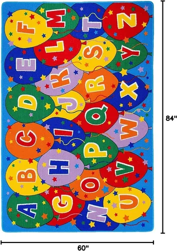 Miniatura 2 de Champion Rugs Alfombra de área para niños/bebé/guardería/aula/sala de juegos. Alfabeto del ABC. Globos. Letras. Educativo. Divertido. Tapete