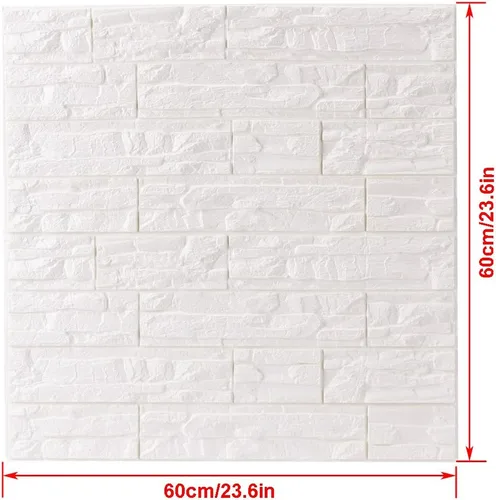Miniatura 2 de Paneles de pared con patrón texturizado de ladrillo 3D, autoadhesivo, espuma de polietileno, impermeable, estilo moderno para sala de estar