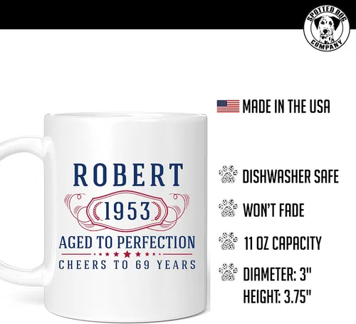 Miniatura 2 de Taza de café personalizada de cerámica blanca de 11 onzas con texto personalizado y iniciales de nombre, DYE Bernard, taza para café, personalizada