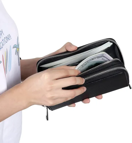 Miniatura 7 de Abberry Cartera de pulsera con doble cremallera para mujeres, mujeres y niñas