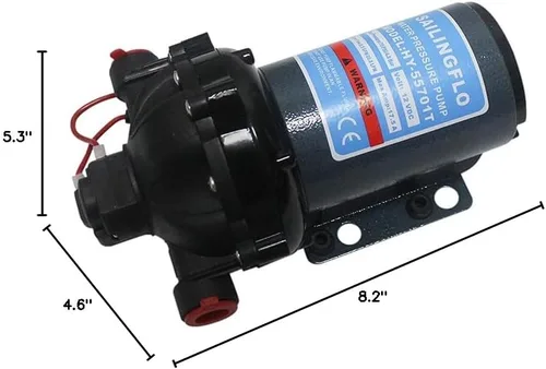 Miniatura 5 de Bomba de diafragma de agua de 12 V, 5.5 GPM, 70 PSI, bajo demanda, autocebante, bomba de agua automática de alto rendimiento para marina, RV, barco