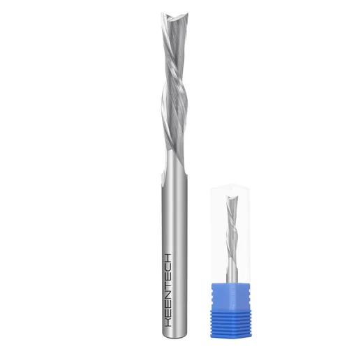 KEENTECH Broca de enrutador Sprial de punta plana de 2 flautas de corte descendente de vástago de 1/4 "para máquina enrutadora CNC, diámetro de