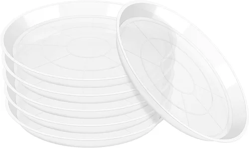 OUPSAUI Bandeja para macetas de 3, 4, 6, 8, 10, 12 y 14 pulgadas, paquete de 6 platillos transparentes para interiores y exteriores, bandeja de