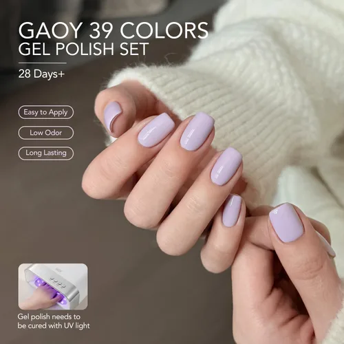 Miniatura 3 de GAOY - Juego de 42 esmaltes de uñas de gel, colores pastel, primavera, verano, rosa, verde, con capa superior brillante y mate y capa base