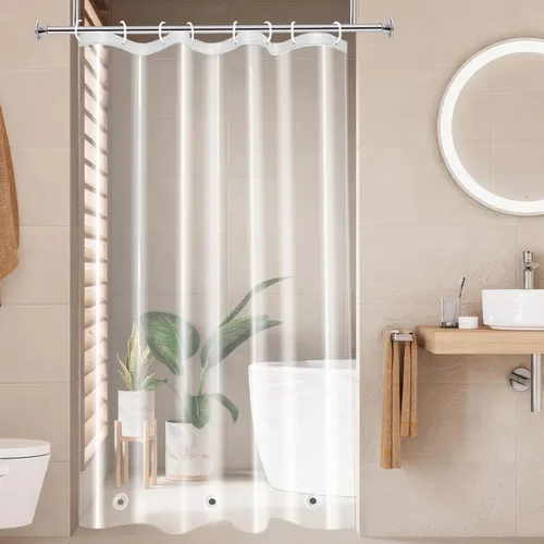 Miniatura 19 de AooHome Eva - Forro de ducha pequeño de 36 x 72 pulgadas, cortina de baño transparente de calibre 8 con ganchos, imanes inferiores, impermeable