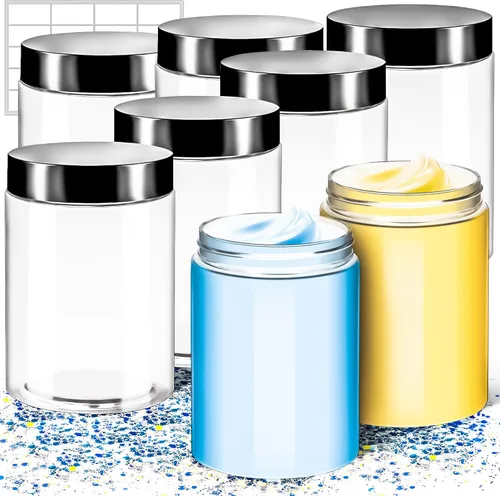 Miniatura 18 de Paquete de 10 tarros de plástico de 4 onzas con tapas, recipientes redondos de 4.2 fl oz para cosméticos, tarros de maquillaje, tarro