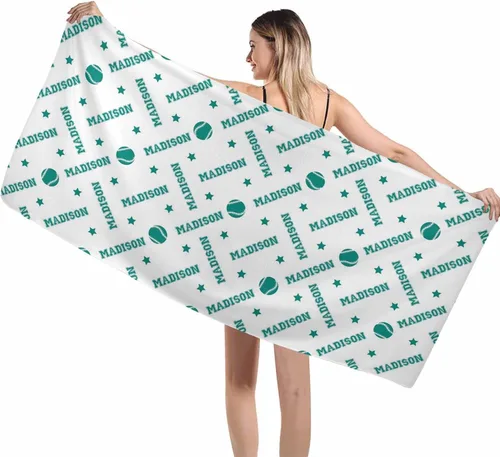 Miniatura 54 de Interestprint Toalla de piscina con nombre personalizado para niños, adultos y hombres, toalla de playa naranja personalizada con número