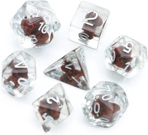 Miniatura 23 de Cusdie Dados DND de 7 troqueles, juego de dados poliédricos rellenos de animales, para juegos de rol, dados D&D (perro gris)