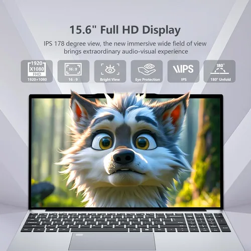 Miniatura 4 de Portátil para juegos, Twin Lake N150 (hasta 3.6 GHz), tapa superior de 15.6 pulgadas con 16 GB DDR4 512 GB SSD, huella digital KB retroiluminada