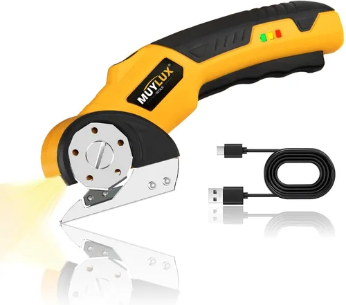 Miniatura 9 de Tijera eléctrica inalámbrica y cortador de cartón, tijeras eléctricas para tela, cartón, plástico y papel de regalo, cortador de caja con bloqueo