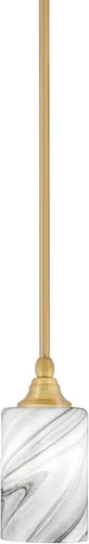 Miniatura 36 de Toltec Lighting Tallo Colgado Mini colgante, acabado de cobre negro, 3.5" cuadrado humo burbuja vidrio