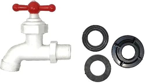 Miniatura 2 de Grifo de tambor Válvula de barril de lluvia Espiga de 1/2 "Entrada macho NPT x 3/4" NPT Grifo de salida de manguera [600-538] Llave para Barril