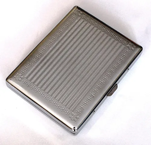 Miniatura 2 de Funda de cigarrillos estilo victoriano clásico metálico de doble cara King y 100s y cartera de seguridad con protección RFID para tarjetas de Magic