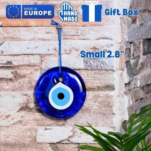 Miniatura 3 de BCS Decoración azul contra el mal de ojo de 2.8 pulgadas, adorno colgante de pared hecho a mano con amuleto turco griego de Nazar de buena suerte