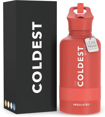 Miniatura 52 de Coldest - Botella para agua con tapa que incluye pajilla, térmica y metálica (acero inoxidable), para hombres y mujeres, color morado