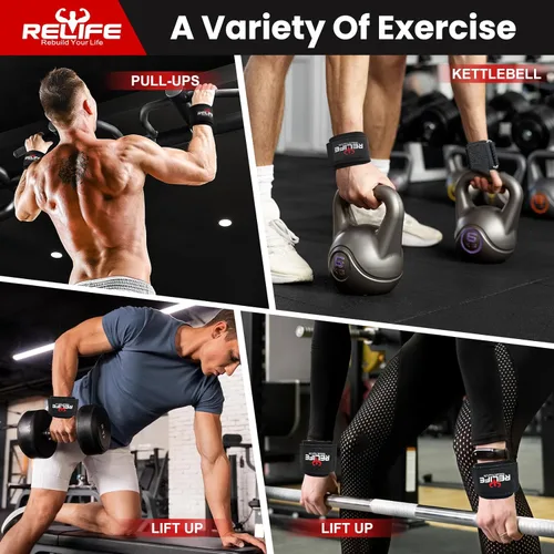 Miniatura 2 de RELIFE REBUILD YOUR LIFE Ganchos de levantamiento para hombres y mujeres (par), correas para dominadas, agarres de muñeca Gym Reapers