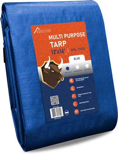 Miniatura 10 de Olympia Tools - Lona ligera de 0.236 in con ojales de metal y bordes reforzados, lona impermeable y resistente a los rayos UV, color azul, 8 x 10