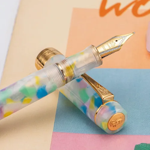 Miniatura 7 de Jinhao 100 - Pluma estilográfica de estilo clásico en celuloide, instrumento de escritura suave con punta #6, juego de pluma con convertidor
