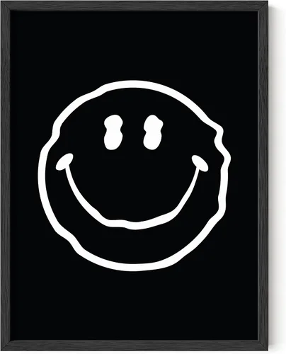 Miniatura 15 de HAUS AND HUES Impresión artística de sonrisas ácidas negras - Individual - 12x16 Smileys negros