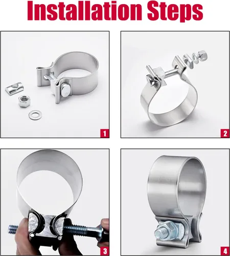 Miniatura 6 de Abrazadera de escape de banda estrecha – abrazadera de tubo repetible y fiable, fácil de desmontar e instalar, ideal para tubo de escape, punta