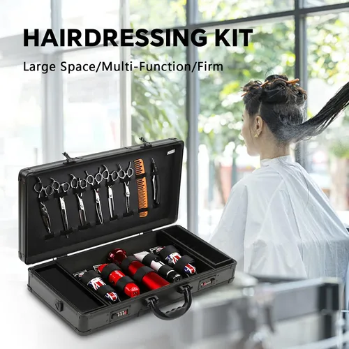 Miniatura 6 de Estuche de transporte de peluquería, estuche de viaje portátil, kit profesional para el cabello, organizador de almacenamiento, maleta con asa