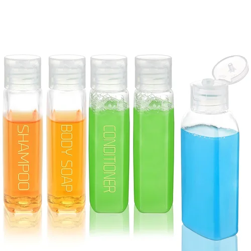 Miniatura 14 de Cosywell Kit de viaje de botellas exprimibles a prueba de fugas – 4 piezas de 3.4 onzas aprobadas por la TSA para champú, acondicionador y artículos