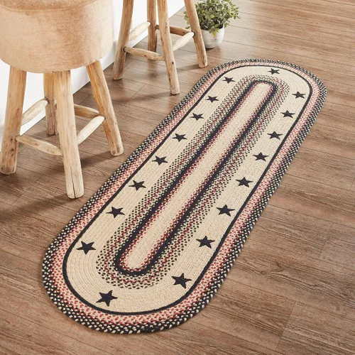 Miniatura 10 de VHC Brands Colonial Star - Alfombra decorativa, mezcla de yute, medio círculo, estrella roja y negra, 16.5 x 33 pulgadas