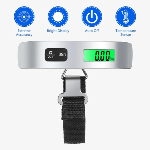 Miniatura 3 de VIGIND Báscula digital de equipaje, báscula electrónica portátil de equipaje de mano, báscula de maleta con sensor de temperatura y capacidad de 110