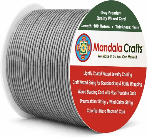 Miniatura 201 de Cuerda Mandala Crafts 0.03 pulgadas 109 yardas para hacer joyería, artesanía, macramé, cuerda de algodón encerado Negro