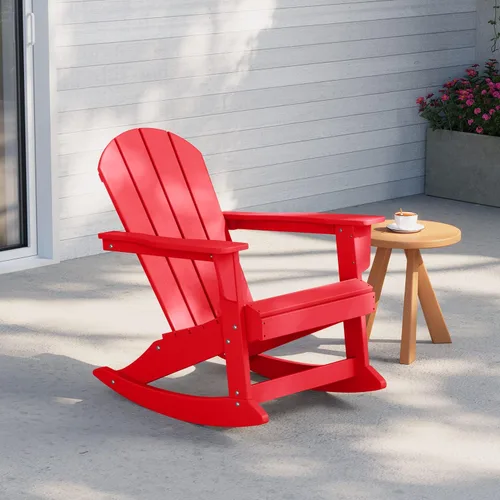 Miniatura 114 de WestinTrends Silla mecedora Malibu de poliéster para exterior/patio Adirondack, Negra