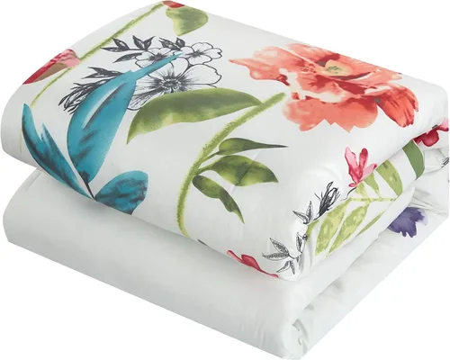 Miniatura 4 de Grand Avenue Juego de edredón de 7 piezas, tamaño California King, edredón con estampado floral, juego de ropa de cama suave a la moda, falda