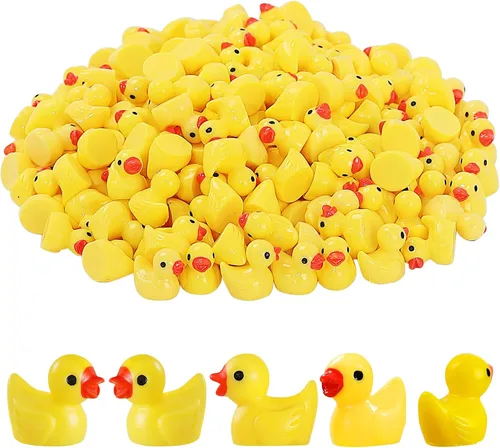 LOUHUA Mini patos de resina, paquete de 220 figuras de pato pequeñas a granel para decoración de casa de muñecas en miniatura, accesorios de