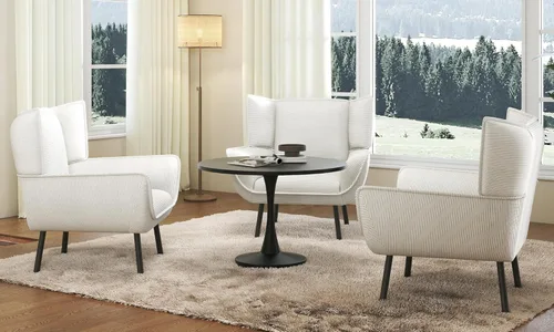 Miniatura 11 de AMERLIFE Silla decorativa, silla tapizada para sala de estar con respaldo alto, sillón de lectura gris para dormitorio, cómoda silla de pana