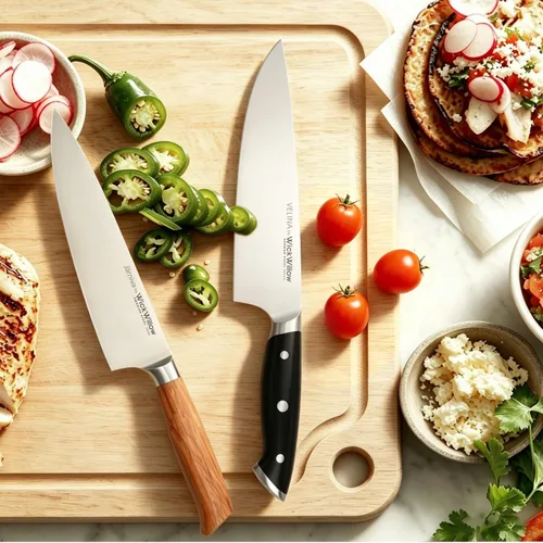Miniatura 7 de Cuchillo de chef de 8 pulgadas, acero alemán afilado DIN1.4116, cuchillo de cocina multiusos para cortar, cortar en dados y picar, mango ergonómico