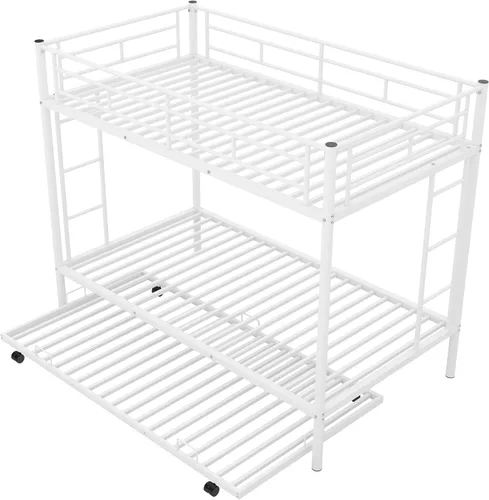 Miniatura 7 de Bellemave Litera individual sobre cama individual con nido, marco de cama de metal con escalera y rieles de seguridad para niños, niñas, niños