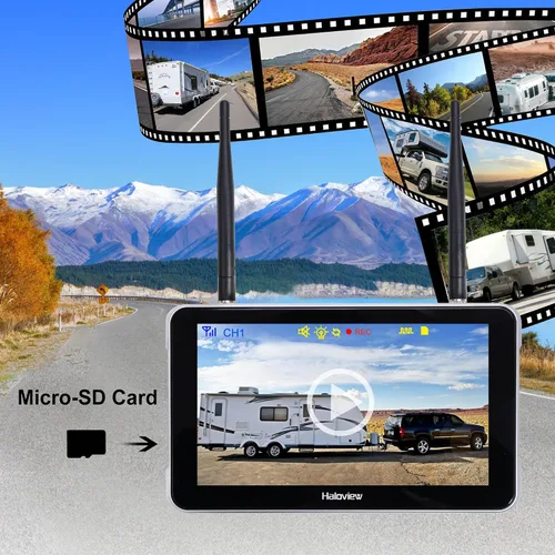 Miniatura 4 de Haloview BT7 Touch RV Cámara de respaldo inalámbrica 2.4G Digita FHD 1080P DVR visión trasera a todo color cámara de visión nocturna y sistema