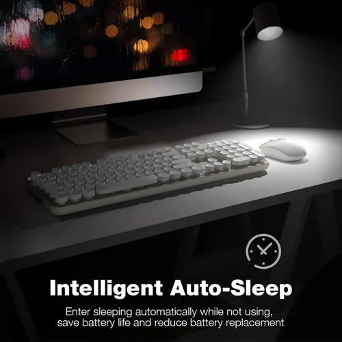 Miniatura 152 de KNOWSQT Combo de teclado y ratón inalámbrico, teclados lindos de tamaño completo estilo máquina de escribir 2.4G azul colorido - receptor USB Plug
