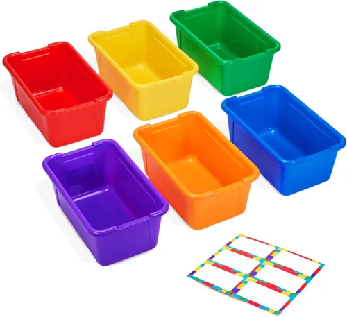 Miniatura 10 de GAMENOTE Contenedores de almacenamiento de 6 cuartos de galón con tapas, caja de plástico con pestillo para el aula y almacenamiento de juguetes