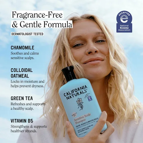 Miniatura 5 de California Naturals Juego de champú y acondicionador para cuero cabelludo sensible, calmante y suave para todo tipo de cabello, sin fragancia, avena