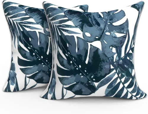 Miniatura 143 de Juego de 2 almohadas para exteriores de 16 x 16 pulgadas, repelentes al agua con interiores, para muebles de patio, hogar, jardín, geometría bohemia