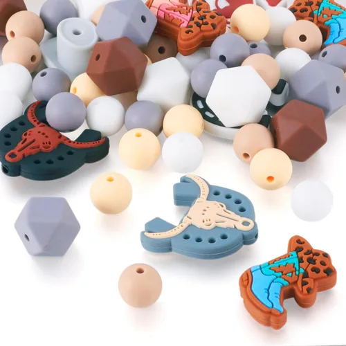 Miniatura 7 de Craftdady 66 cuentas de silicona vaqueras occidentales para botas de vaca, sombrero de caballo, cuentas focales de 0.472 pulgadas (0.472 in), Cowboy