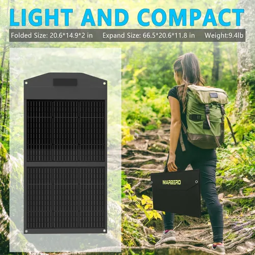 Miniatura 5 de MARBERO Panel Solar Portátil de 100W 100 Vatios Panel Solar Plegable para Estación de Energía con USB y Salida DC de 18V (10 Conectores) 23%