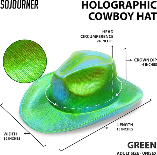 Miniatura 3 de SoJourner Bags Sombrero de vaquero espacial con purpurina brillante, divertido sombrero de vaquera holográfico metálico para fiesta