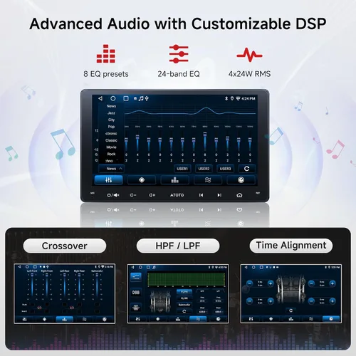 Miniatura 7 de ATOTO A5L Estéreo de auto Android de doble DIN de 9 pulgadas inalámbrico CarPlay Android Auto, conexión Wi-Fi/USB, navegación GPS, radio