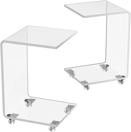 Miniatura 11 de Mesa auxiliar acrílica, 12 pulgadas de profundidad x 20 pulgadas de ancho x 10 pulgadas de alto, mesa auxiliar transparente multiusos en forma de C