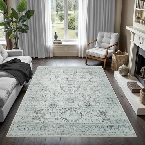 Miniatura 87 de GLN Rugs Bohemian Collection - Alfombra de felpilla lavable a máquina, bohemio vintage, antideslizante, alfombra de felpilla de pelo bajo, alfombra