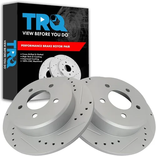 Miniatura 403 de TRQ Juego de rotores de freno de rendimiento trasero con revestimiento G premium compatible con Mazda 6 2014-2021