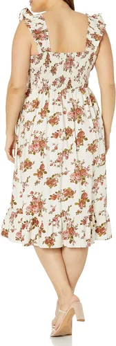 Miniatura 5 de The Drop - Kimi - Vestido fruncido por debajo de la rodilla con volantes en los hombros para mujer